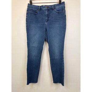 Lauren Conrad High Rise Skinny Ankle Jeans Size 12 Blue Denim Frayed Hem
